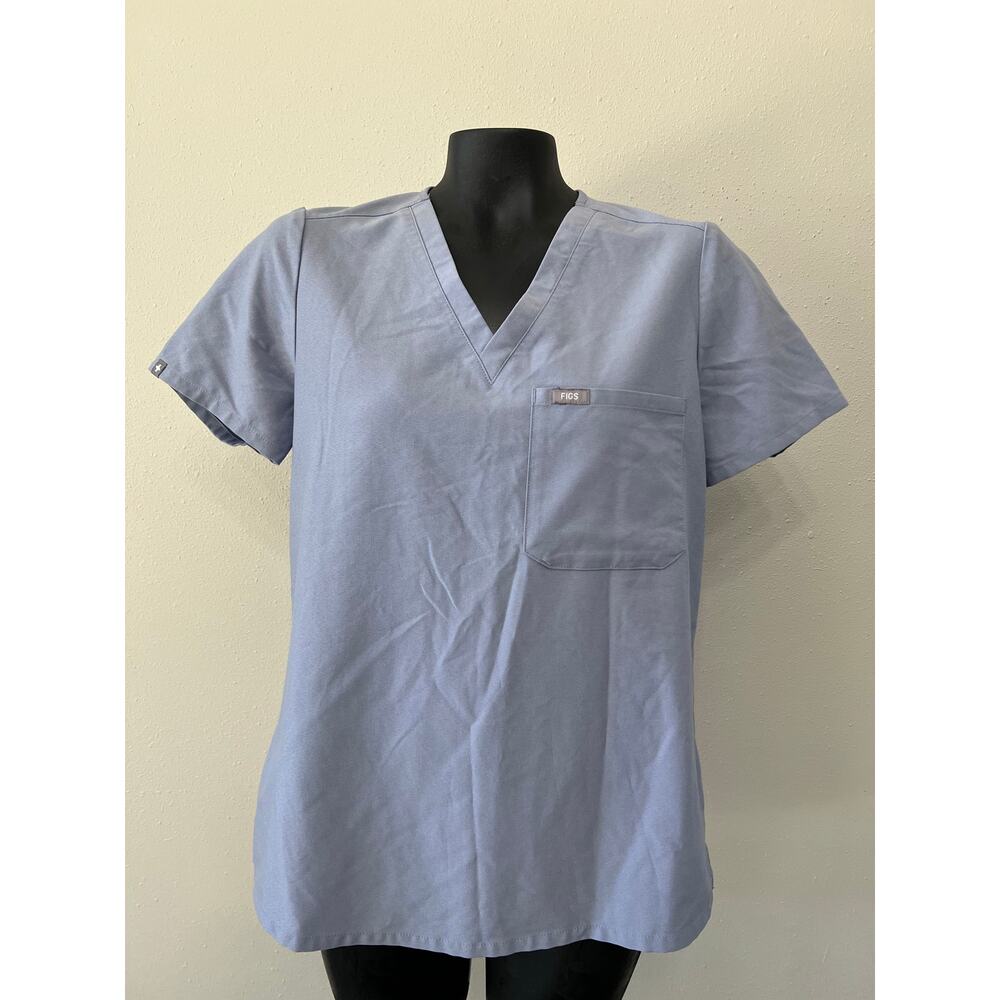Figs Womens Scrub Top Sz S Light Blue Short Sleeve Technical Collection‎ Shirt